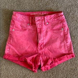High waisted hot pink jean shorts